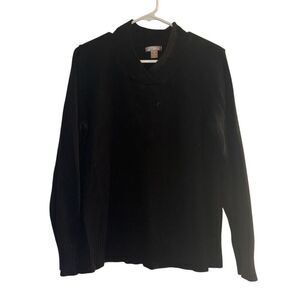 Men's Black Pullover Sweater 2XL Crew Neck Long Sleeve Casual Knit